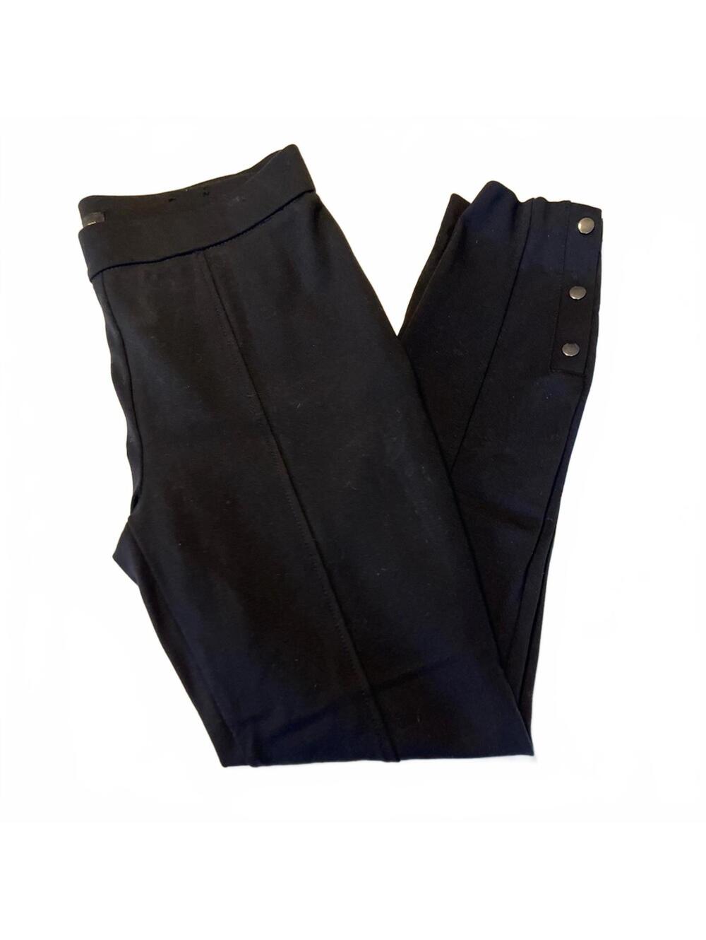 Dalia Black Slim Fit Ponte Stretch Trousers – Ankle Button Detail